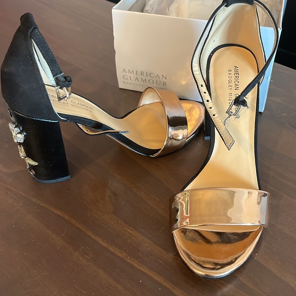 Black rose gold heels size 7.5